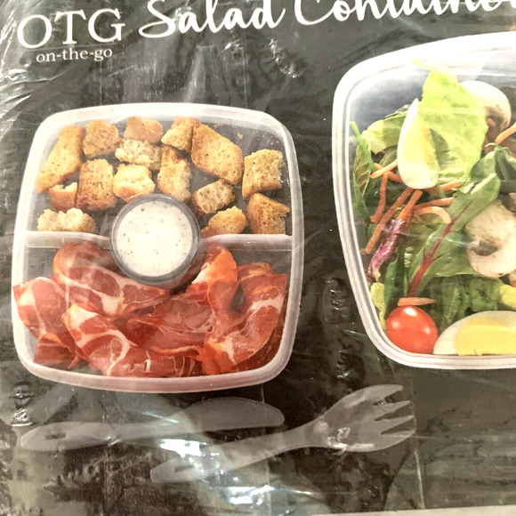Lunch Cube Salad New Container BPA Free Microwave FreezerSafe Salad 4pc Set - Picture 2 of 7